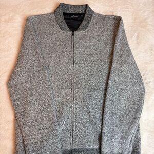 Marc Anthony Gray Full Zip Knit Bomber Sweater Jacket